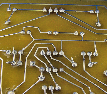 Circuit board featuring numerous solder points