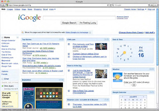 iGoogle lets you create your own unique page by grouping external content