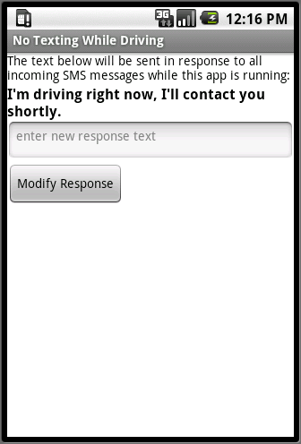 The No Texting While Driving app