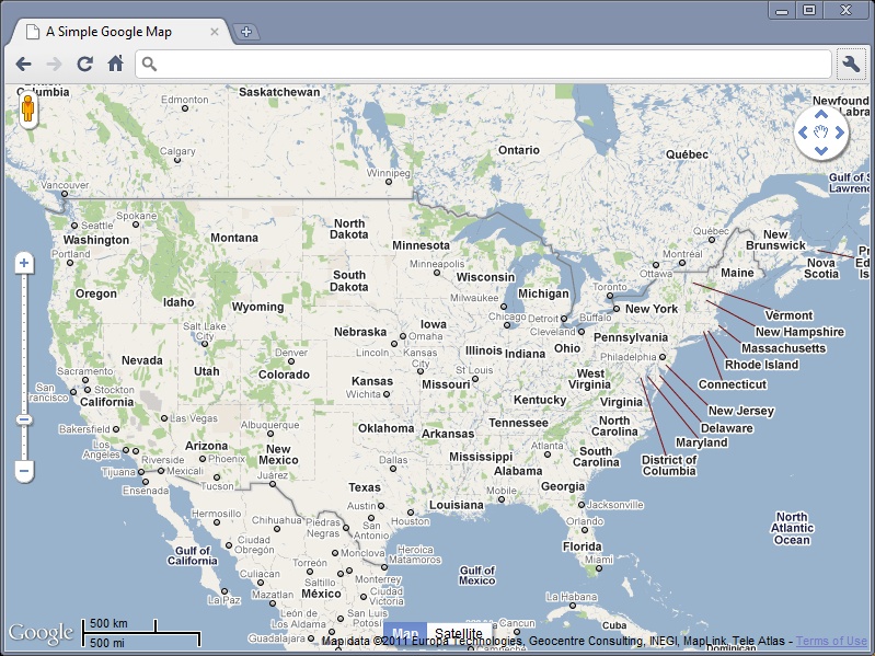 A simple Google Map in Chrome