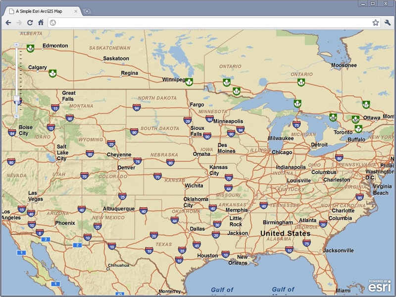 A simple Esri ArcGIS Map in Chrome