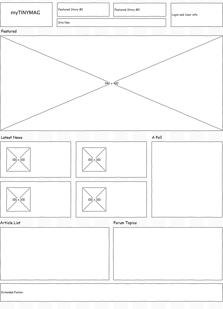 A wireframe of the home page we will build in this chapter