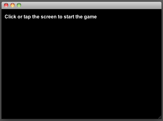 Initial screen for the game; built-in canvas