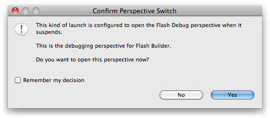 Confirm switch to debug perspective