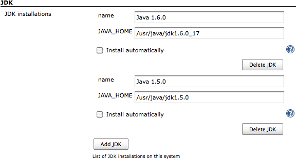 JDK configuration in Jenkins