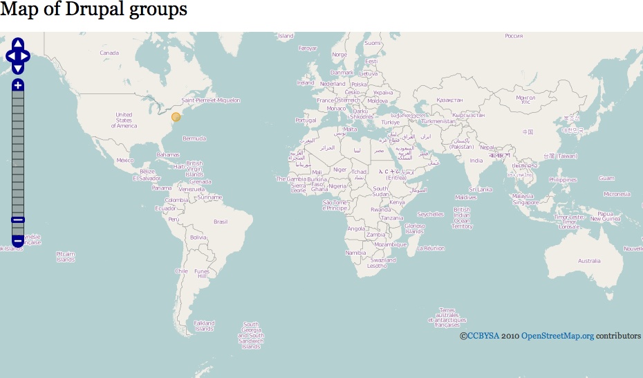 Completed map of Drupal user groups