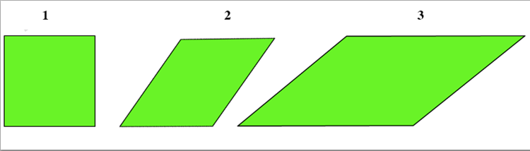 Example of how a shape tween changes from a square to a rhombus