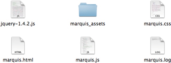 The resultant files exported for the animation