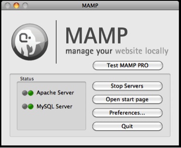 The MAMP application screen
