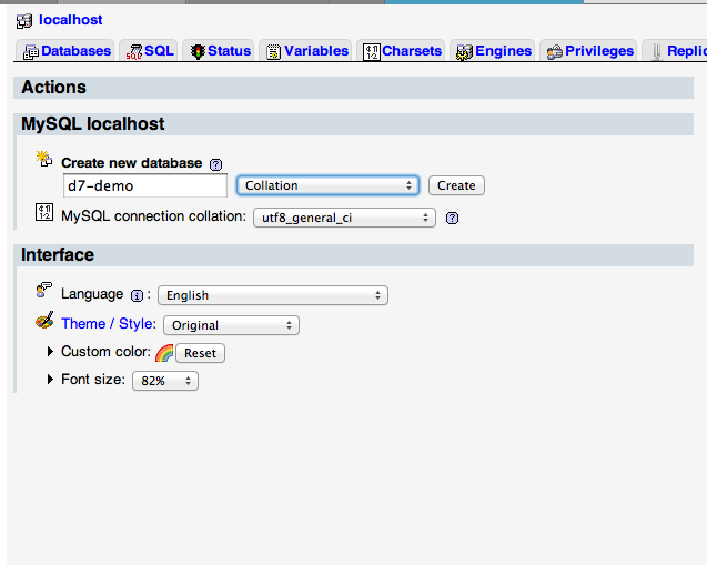 Creating a new Database is pretty easy in PHPMyAdmin.