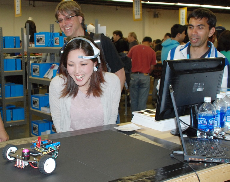 Attendees enjoying our robot at Maker Faire 2011, San Francisco Bay area.