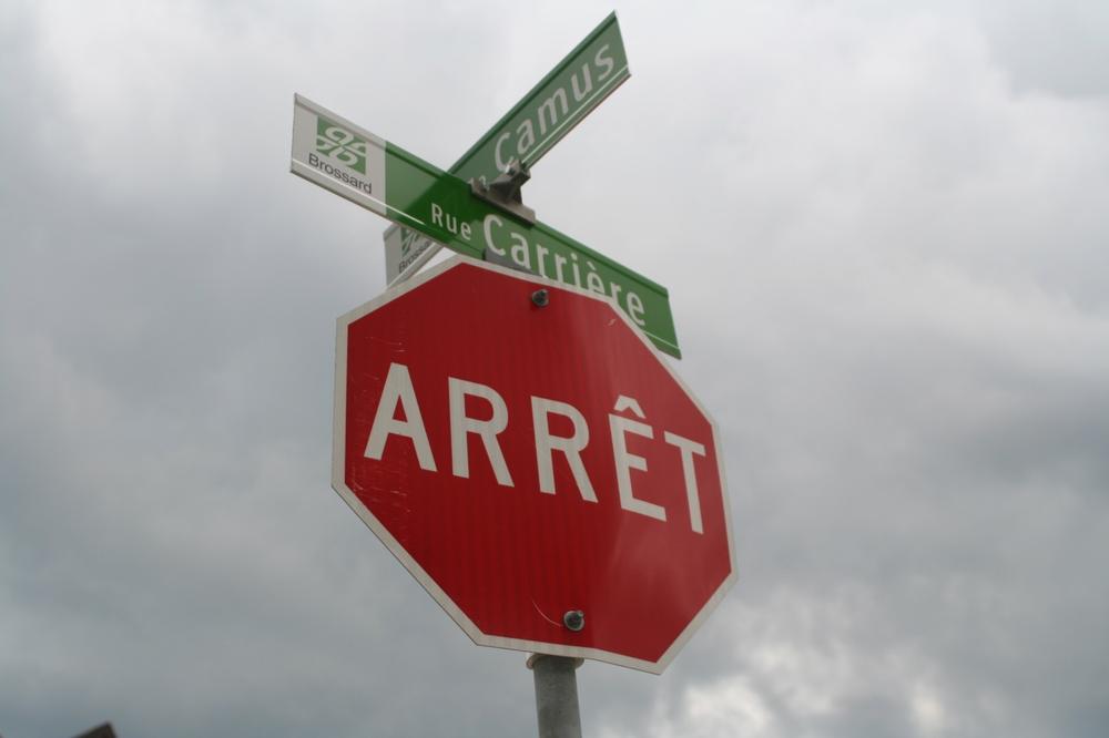 This stop sign from Montreal is labeled in French, but no English speaker is likely to be confused about its meaning.