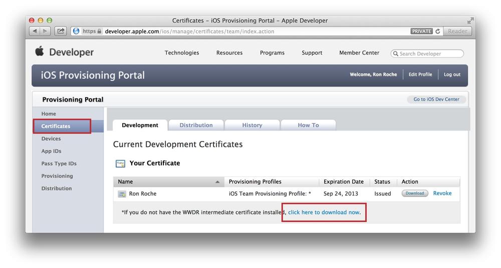 Downloading the âWWDR intermediate certificateâ