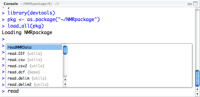 The commands to use devtools for package development