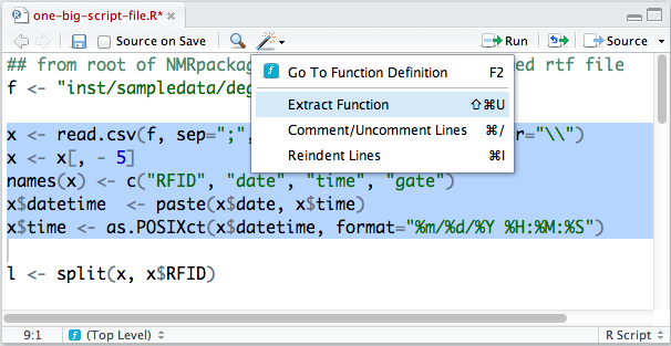 Highlighting of the commands to be “wanded” into a function