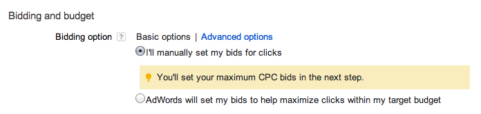 Manual bidding offers control over Max CPC bids