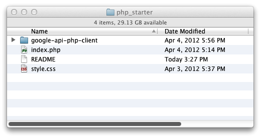 The PHP starter project with the PHP API client library