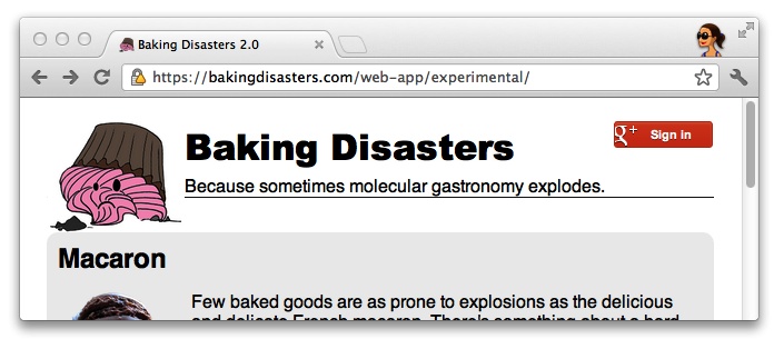 Baking Disasters refactored to use the sign-in button