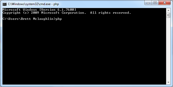 You won’t spend a lot of time running PHP from the command prompt, but it’s a nice quick way to test things out. The Windows installer makes sure you can run PHP from anywhere on the command line, from any directory.