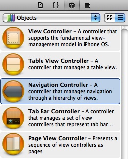 The Navigation Controller object in the Object Library