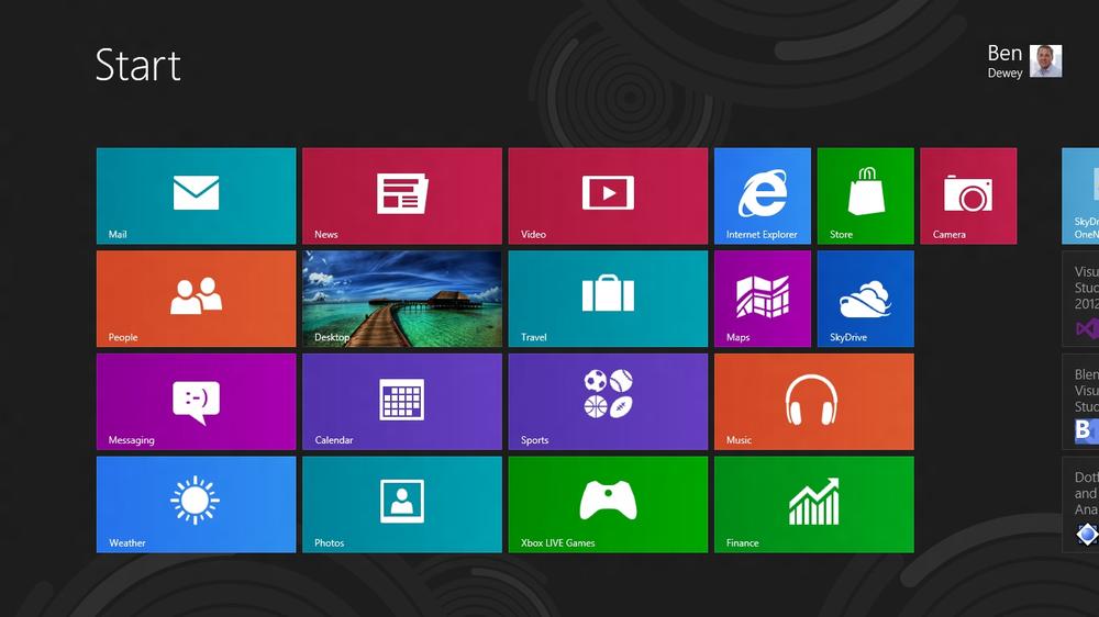 The new Start Screen that powers Windows 8 apps in Windows