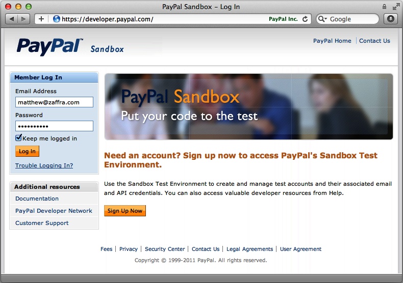 Log in to the sandbox environment with your developer account (which is separate from your ordinary PayPal account).