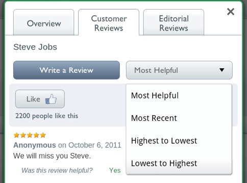 Sort reviews by “Most Helpful”