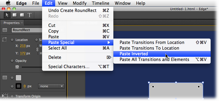 When you read in a Missing Manual, âChoose EditâPaste SpecialâPaste Inverted,â that means: âClick the Edit menu to open it. Then click Paste Special in that menu; choose Paste Inverted in the resulting submenu.â