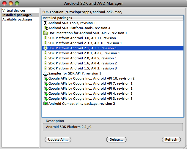 Installing Android platforms in Eclipse