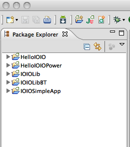 Sample IOIO apps in the Project Explorer