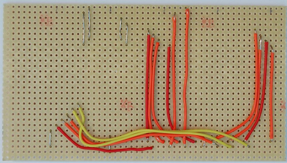 The stripboard with resistors in place