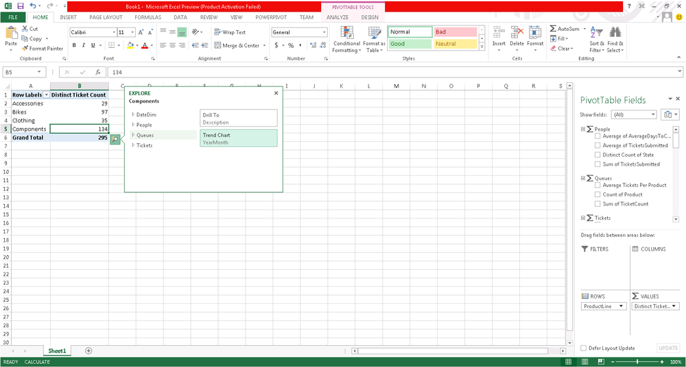Quick Explore in Excel or Excel Services