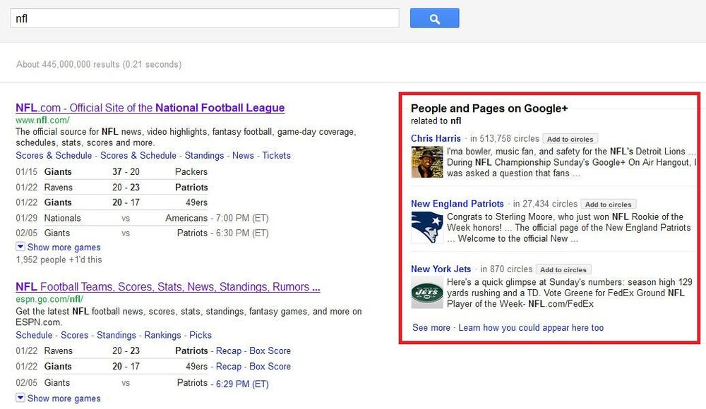 Google+ Brand Page for the NFL
