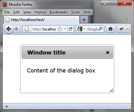 An HTML dialog box