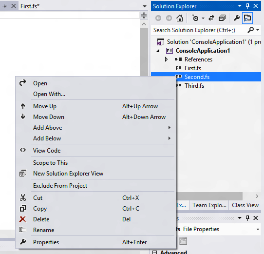 Reordering files within an F# project