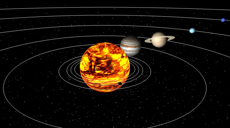 Solar system model; planet texture maps courtesy NASA/JPL-Caltech and Bjorn Jonsson