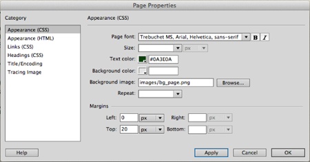 Dreamweaver clearly indicates which property settings use CSS and which rely on HTML. You should avoid the category labeled “Appearance (HTML).” The options in that category add old, out-of-date code to your pages.