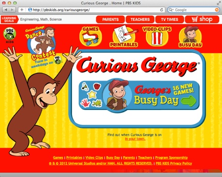 Some websites rely almost exclusively on graphics for both looks and function. The home page for the Curious George website at , for instance, uses graphics not just for pictures of the main character, but also for the page’s background and navigation buttons.