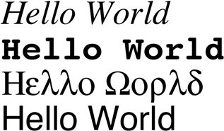 Four different fonts