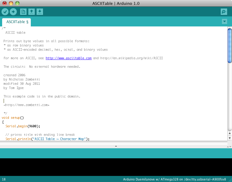 The Arduino IDE on a Mac.