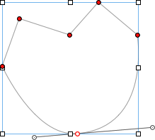 Draw your own shapes using the pen tool. Edit your endpoints by double-clicking and dragging the red dots. Make curves by clicking one of the red dots and pulling the handles extending out on both sides.