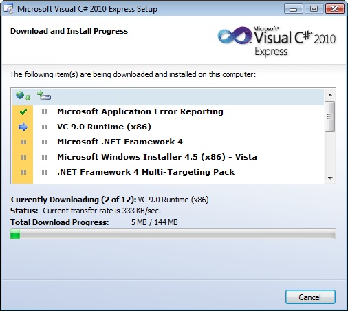 Visual Studio C# Express Installer Download and Install