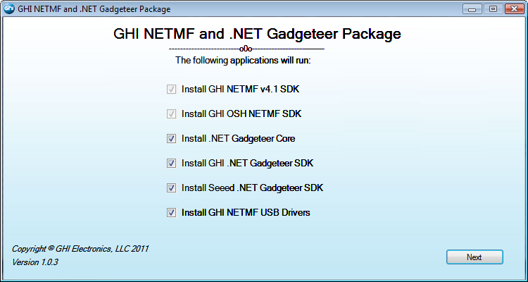 NET Gadgeteer Installer