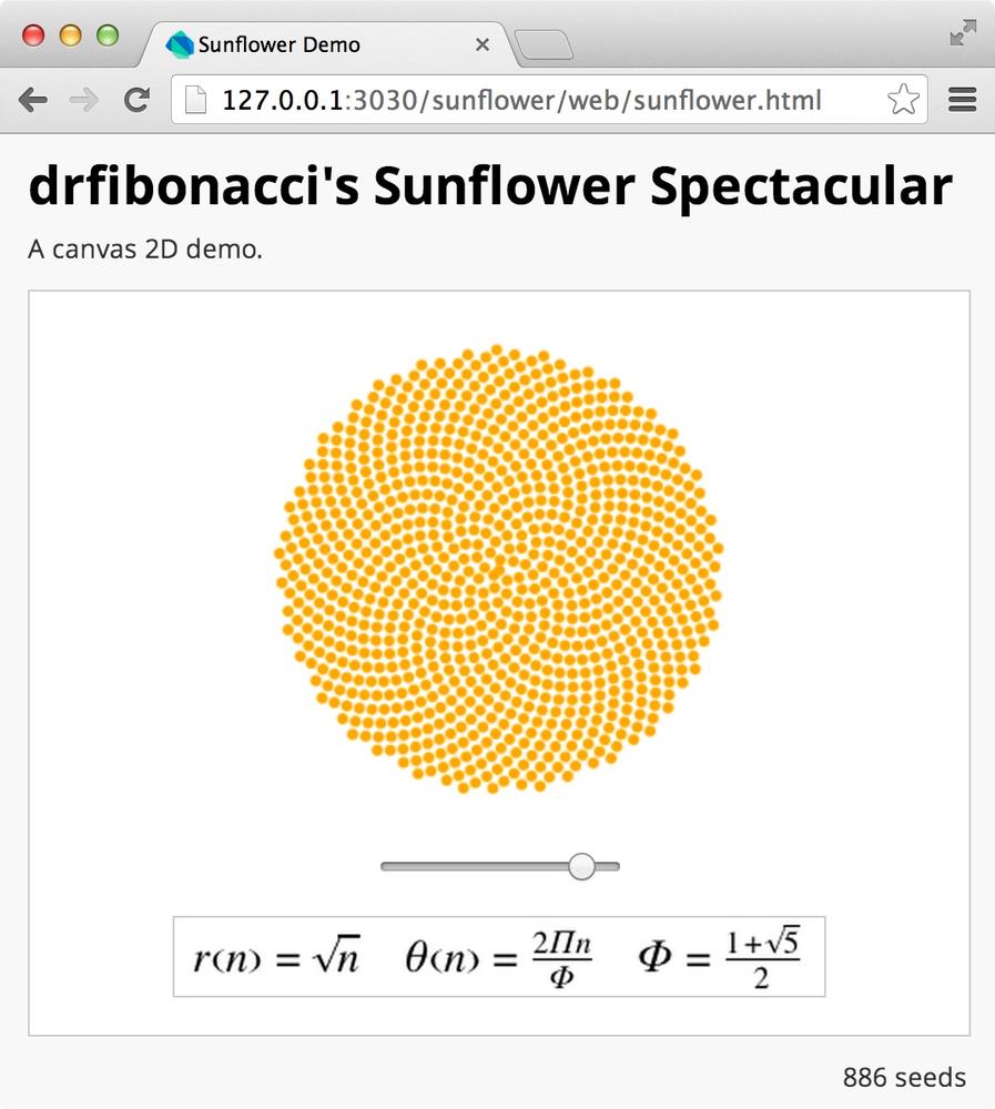 The Sunflower sample running in Dartium