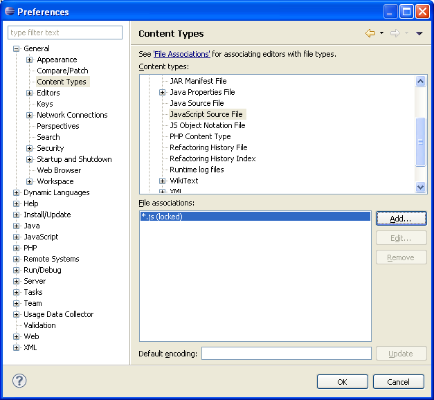 Eclipse PDT Preferences dialog box