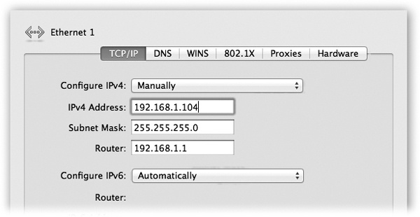 Here’s the setup for a cable-modem account with a static IP address, which means you have to type in all these numbers yourself.