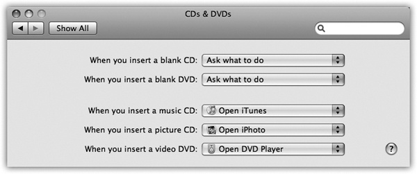You can tell the Mac exactly which program to launch when you insert each kind of disc, or tell it to do nothing at all.