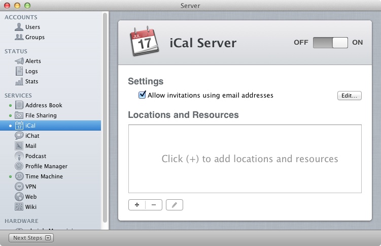 Enable iCal Server