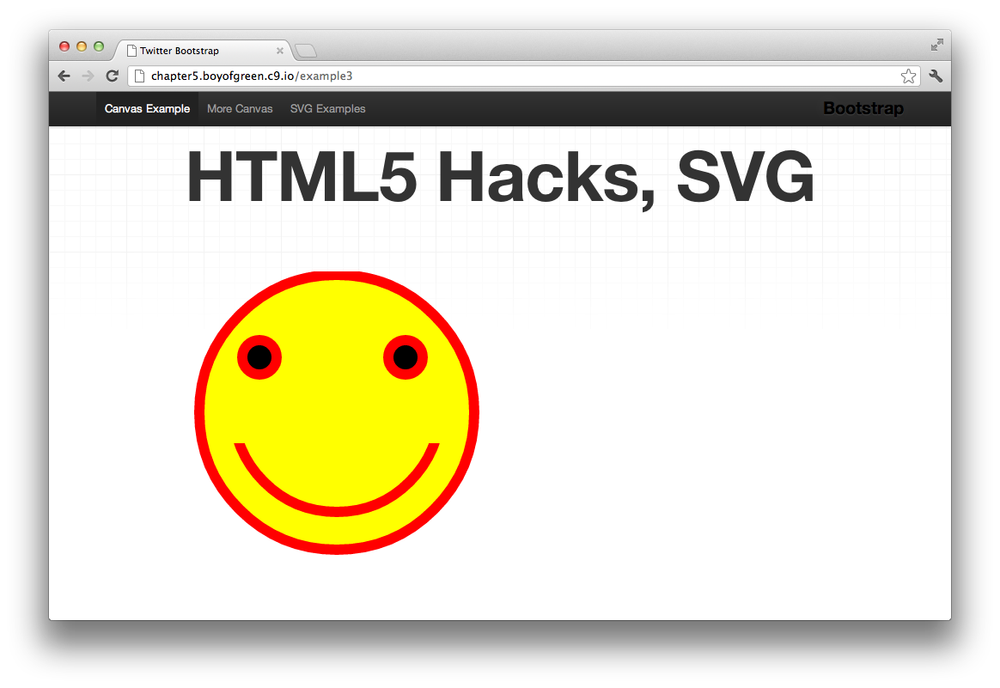 An SVG smiley face, loaded inline in the HTML document