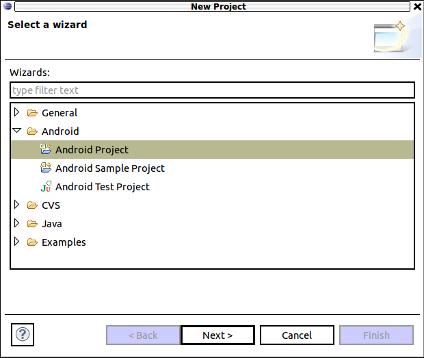 Starting to create an Eclipse project